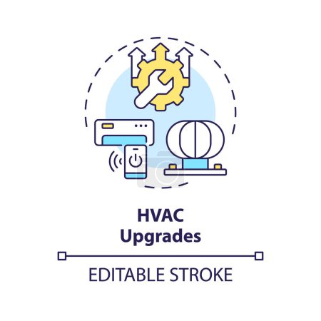HVAC upgrades multi color concept icon. Enhance air conditioning system. Smart control. Round shape line illustration. Abstract idea. Graphic design. Easy to use in promotional material
