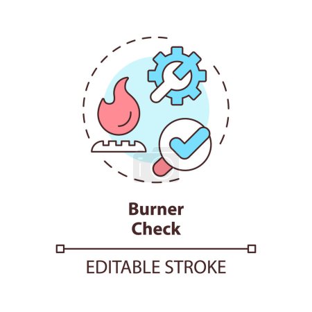 Burner check multi color concept icon. HVAC system element. Heating system maintenance. Round shape line illustration. Abstract idea. Graphic design. Easy to use in promotional material