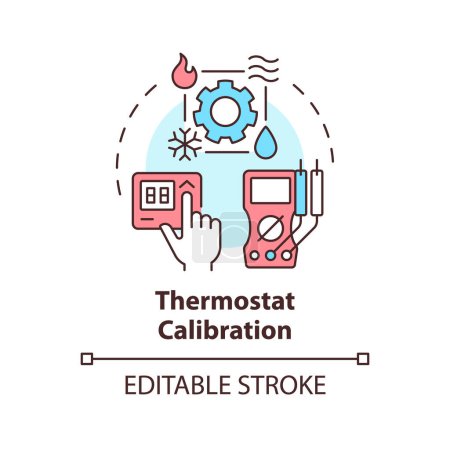 Thermostat calibration multi color concept icon. Temperature control device. HVAC system maintenance. Round shape line illustration. Abstract idea. Graphic design. Easy to use in promotional material