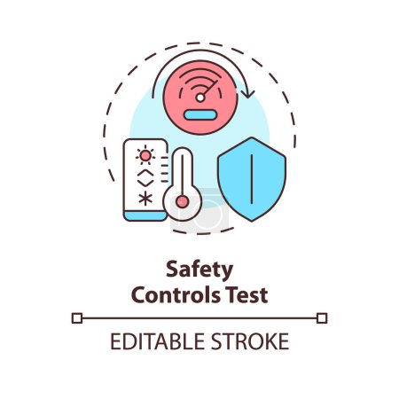 Safety controls test multi color concept icon. Alarm system. HVAC safety mechanism. Prevent accident. Round shape line illustration. Abstract idea. Graphic design. Easy to use in promotional material