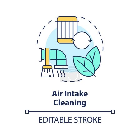 Air intake cleaning multi color concept icon. Dust and debris removal. Air purification. Round shape line illustration. Abstract idea. Graphic design. Easy to use in promotional material
