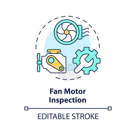 Fan motor inspection multi color concept icon. HVAC system professional service. Regular checkup. Round shape line illustration. Abstract idea. Graphic design. Easy to use in promotional material