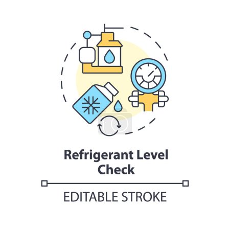 Refrigerant level check multi color concept icon. Air conditioning. Heating and cooling system. Round shape line illustration. Abstract idea. Graphic design. Easy to use in promotional material