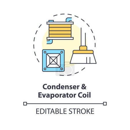 Condenser and evaporator coil multi color concept icon. Cleaning and maintenance of hvac components. Round shape line illustration. Abstract idea. Graphic design. Easy to use in promotional material
