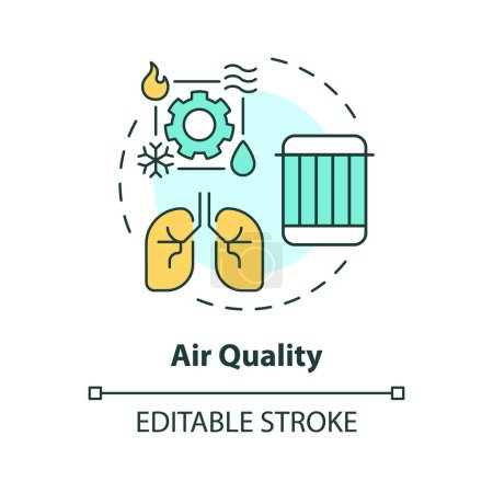 Air quality multi color concept icon. Air filter replacement. Respiratory health. HVAC system. Round shape line illustration. Abstract idea. Graphic design. Easy to use in promotional material