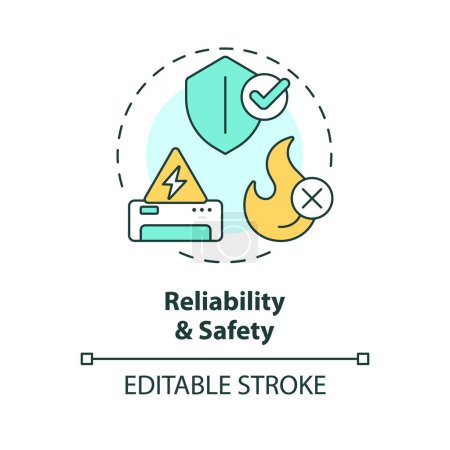 Reliability and safety multi color concept icon. Regulatory compliance. HVAC system maintenance. Round shape line illustration. Abstract idea. Graphic design. Easy to use in promotional material