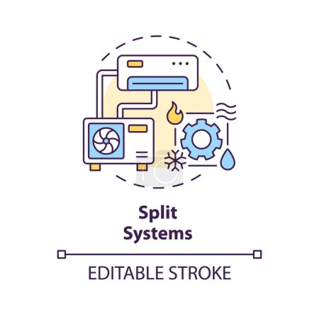 Split systems multi color concept icon. Outdoor and indoor units. Climate control. HVAC services. Round shape line illustration. Abstract idea. Graphic design. Easy to use in promotional material