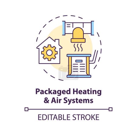 Packaged heating and air systems multi color concept icon. Compact HVAC solution. Climate control. Round shape line illustration. Abstract idea. Graphic design. Easy to use in promotional material