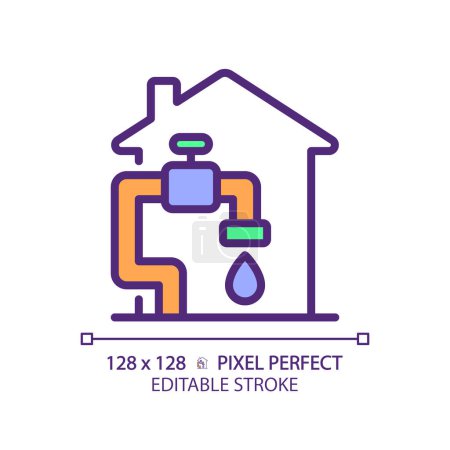 Water supply RGB color icon. Potable water at home. Residential infrastructure. Clean water access. Isolated vector illustration. Simple filled line drawing. Editable stroke. Pixel perfect