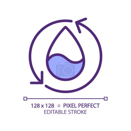 Reusing water RGB color icon. Water management. Reclaimed water. Circular economy. Renewable resource. Isolated vector illustration. Simple filled line drawing. Editable stroke. Pixel perfect