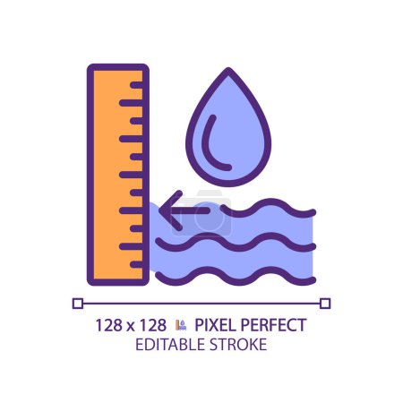 Groundwater level RGB color icon. Water table. Hydrogeological study. Groundwater recharge. Isolated vector illustration. Simple filled line drawing. Editable stroke. Pixel perfect