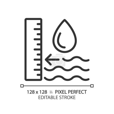 Groundwater level linear icon. Water table. Hydrogeological study. Groundwater recharge. Thin line illustration. Contour symbol. Vector outline drawing. Editable stroke. Pixel perfect