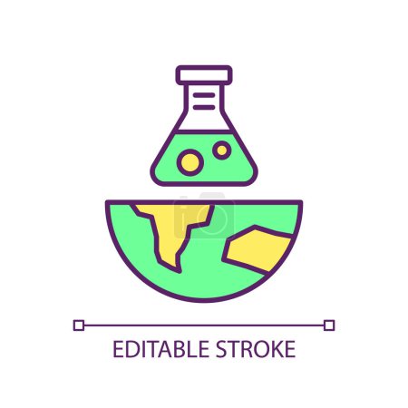 Environmental safe reagents RGB color icon. Green chemistry, chemical sustainability. Ecological damage, pollution reduce. Isolated vector illustration. Simple filled line drawing. Editable stroke