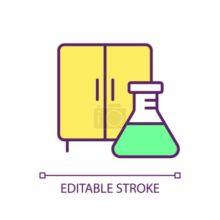 Chemical proper storage RGB color icon. Material safety, laboratory equipment. Industry standards, research tools. Isolated vector illustration. Simple filled line drawing. Editable stroke