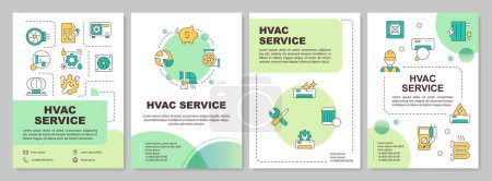 HVAC maintenance green circle brochure template. Leaflet design with linear icons. Editable 4 vector layouts for presentation, annual reports. Arial-Black, Myriad Pro-Regular fonts used