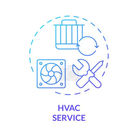 HVAC service blue gradient concept icon. Heating, ventilation maintenance. Air filter repair. Round shape line illustration. Abstract idea. Graphic design. Easy to use in promotional material