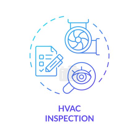 Ilustración de Icono de concepto de gradiente azul de inspección HVAC. Controles regulares del sistema de ventilación. Normas de seguridad. Ilustración de línea de forma redonda. Una idea abstracta. Diseño gráfico. Fácil de usar en material promocional - Imagen libre de derechos