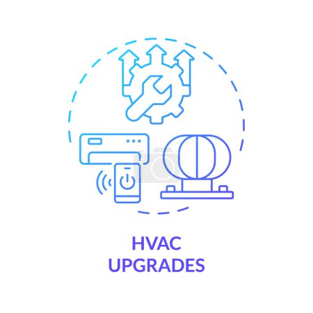 HVAC upgrades blue gradient concept icon. Enhance air conditioning system. Smart control. Round shape line illustration. Abstract idea. Graphic design. Easy to use in promotional material