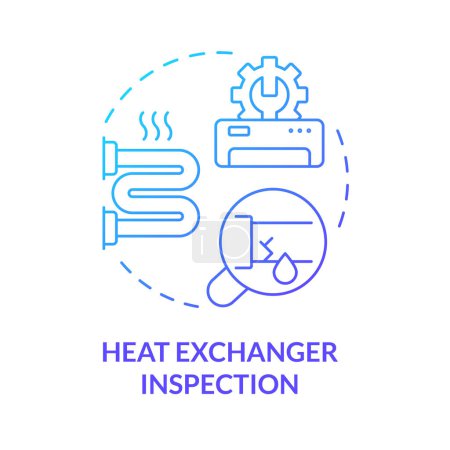 Heat exchanger inspection blue gradient concept icon. Pipes examination. HVAC system diagnostics. Round shape line illustration. Abstract idea. Graphic design. Easy to use in promotional material