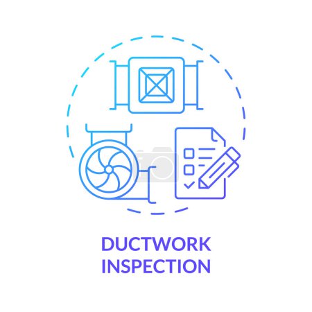 Ductwork inspection blue gradient concept icon. System conduits examination. Preventive maintenance. Round shape line illustration. Abstract idea. Graphic design. Easy to use in promotional material