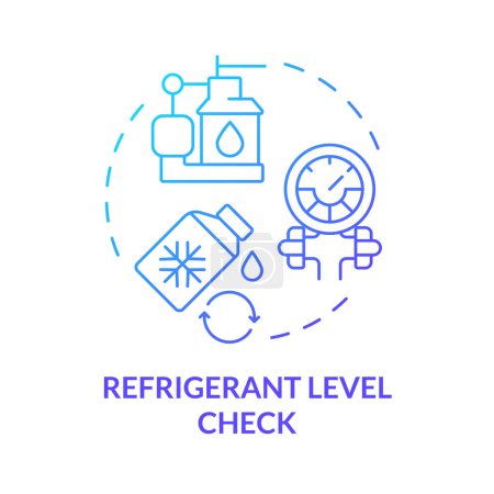 Refrigerant level check blue gradient concept icon. Air conditioning. Heating and cooling system. Round shape line illustration. Abstract idea. Graphic design. Easy to use in promotional material