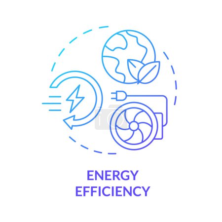 Icono de concepto de gradiente azul de eficiencia energética. Reducir el consumo de energía. Sistema de climatización. Ilustración de línea de forma redonda. Una idea abstracta. Diseño gráfico. Fácil de usar en material promocional