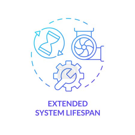 Extended system lifespan blue gradient concept icon. HVAC system care. Preventive maintenance. Round shape line illustration. Abstract idea. Graphic design. Easy to use in promotional material