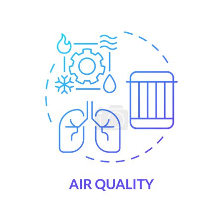 Air quality blue gradient concept icon. Air filter replacement. Respiratory health. HVAC system. Round shape line illustration. Abstract idea. Graphic design. Easy to use in promotional material
