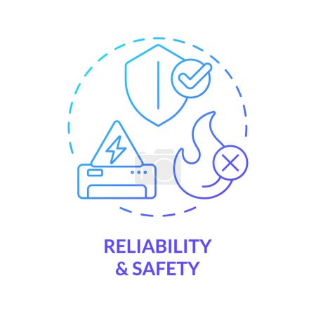 Reliability and safety blue gradient concept icon. Regulatory compliance. HVAC system maintenance. Round shape line illustration. Abstract idea. Graphic design. Easy to use in promotional material