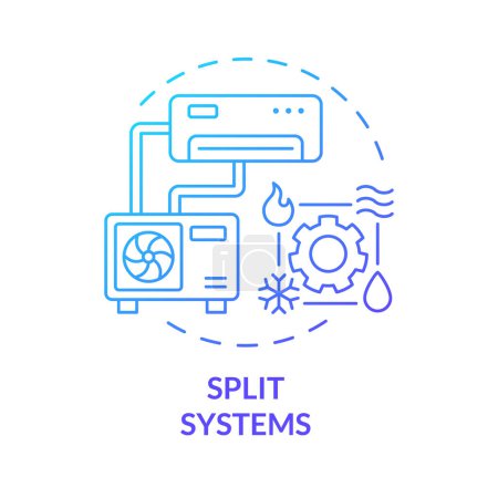 Split systems blue gradient concept icon. Outdoor and indoor units. Climate control. HVAC services. Round shape line illustration. Abstract idea. Graphic design. Easy to use in promotional material