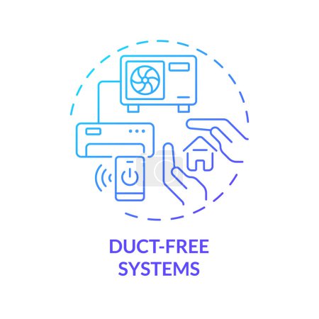 Duct free system blue gradient concept icon. Ductless mini-split systems. HVAC type. Round shape line illustration. Abstract idea. Graphic design. Easy to use in promotional material