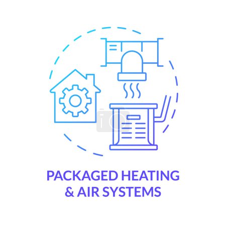 Packaged heating and air systems blue gradient concept icon. Compact HVAC solution. Climate control. Round shape line illustration. Abstract idea. Graphic design. Easy to use in promotional material
