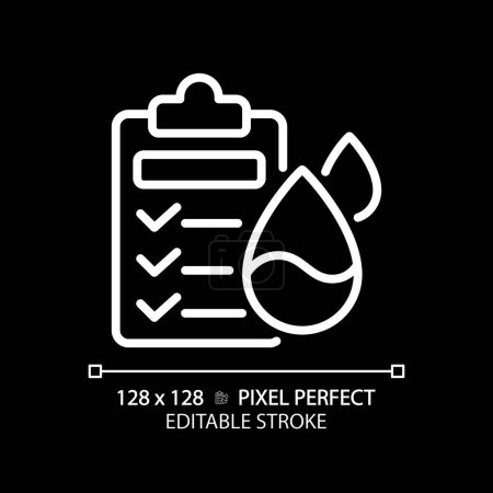 Water quality testing white linear icon for dark theme. Drinking water health standards. Testing protocol. Thin line illustration. Isolated symbol for night mode. Editable stroke. Pixel perfect