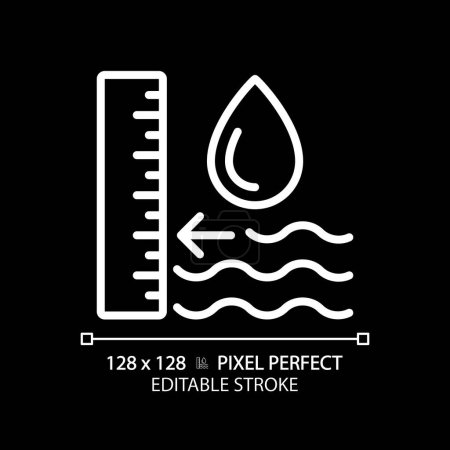 Illustration for Groundwater level white linear icon for dark theme. Water table. Hydrogeological study. Groundwater recharge. Thin line illustration. Isolated symbol for night mode. Editable stroke. Pixel perfect - Royalty Free Image