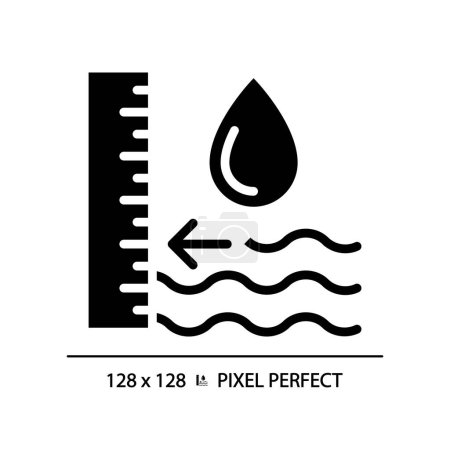 Groundwater level black glyph icon. Water table. Hydrogeological study. Groundwater recharge. Silhouette symbol on white space. Solid pictogram. Vector isolated illustration. Pixel perfect