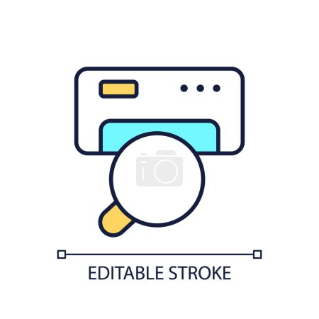 AC inspection RGB color icon. Air conditioning. Device examination. HVAC system checkup. Indoor air quality. Isolated vector illustration. Simple filled line drawing. Editable stroke