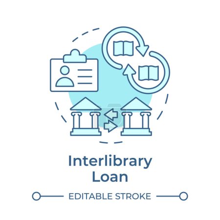 Interlibrary loan soft blue concept icon. Book circulation, customer service. Library systems. Round shape line illustration. Abstract idea. Graphic design. Easy to use in infographic, blog post