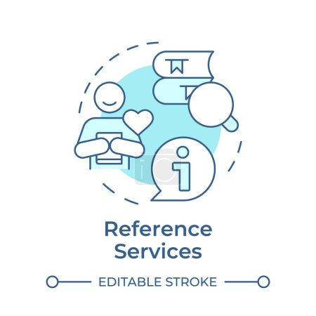 Reference services soft blue concept icon. Personalized recommendations. Customer satisfaction. Round shape line illustration. Abstract idea. Graphic design. Easy to use in infographic, blog post