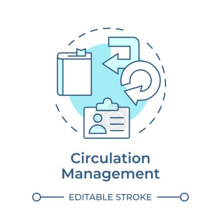 Circulation management soft blue concept icon. Library resources, user service. Literature accessibility. Round shape line illustration. Abstract idea. Graphic design. Easy to use in infographic