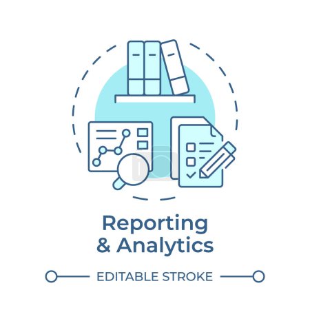 Reporting and analytics soft blue concept icon. Customer service, analytical tools. Performance tracking. Round shape line illustration. Abstract idea. Graphic design. Easy to use in infographic
