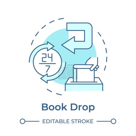 Book drop soft blue concept icon. Library materials return. Customer service efficiency. Round shape line illustration. Abstract idea. Graphic design. Easy to use in infographic, blog post