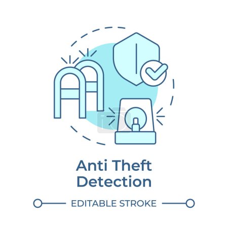 Anti theft detection soft blue concept icon. Security measures, access control. Information secure, Round shape line illustration. Abstract idea. Graphic design. Easy to use in infographic, blog post