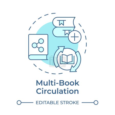 Multi-book circulation soft blue concept icon. Customer service, user experience. Round shape line illustration. Abstract idea. Graphic design. Easy to use in infographic, blog post