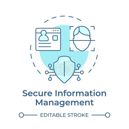 Illustration for Secure information management soft blue concept icon. Digital security, data privacy. Round shape line illustration. Abstract idea. Graphic design. Easy to use in infographic, blog post - Royalty Free Image