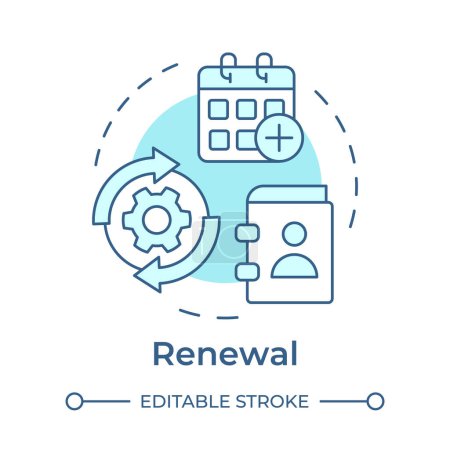 Renewal soft blue concept icon. Borrowing period, book circulation. Customer service. Round shape line illustration. Abstract idea. Graphic design. Easy to use in infographic, blog post