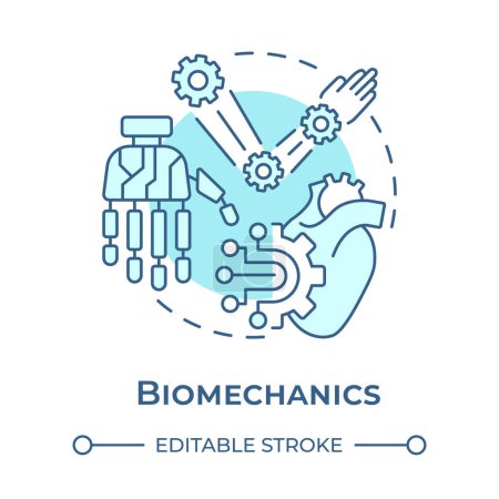 Biomechanics soft blue concept icon. Function of biological systems. Medical engineering. Prosthetics. Round shape line illustration. Abstract idea. Graphic design. Easy to use in presentation