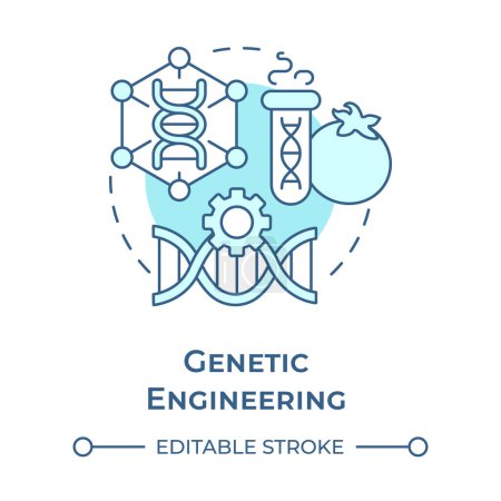 Genetic engineering soft blue concept icon. Gene manipulation. Precision breeding. Bioengineering. Round shape line illustration. Abstract idea. Graphic design. Easy to use in presentation