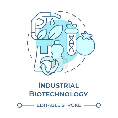Industrial biotechnology soft blue concept icon. Biodegradable materials. Environmental solutions. Round shape line illustration. Abstract idea. Graphic design. Easy to use in presentation