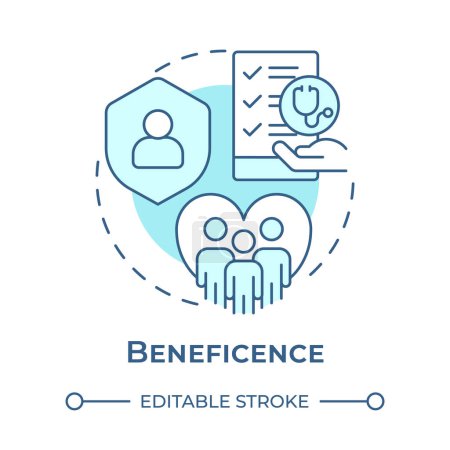 Illustration for Beneficence soft blue concept icon. Principle of bioethics. Compassion and patient protection. Round shape line illustration. Abstract idea. Graphic design. Easy to use in presentation - Royalty Free Image