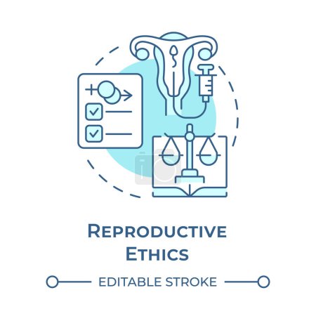 Illustration for Reproductive ethics soft blue concept icon. Fertility treatment. Informed consent. Medical law. Round shape line illustration. Abstract idea. Graphic design. Easy to use in presentation - Royalty Free Image